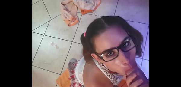  Using my bitch as my human toilet by pissing in her mouth while she sucks my cock | gagging deepthroat | face slapping | POV